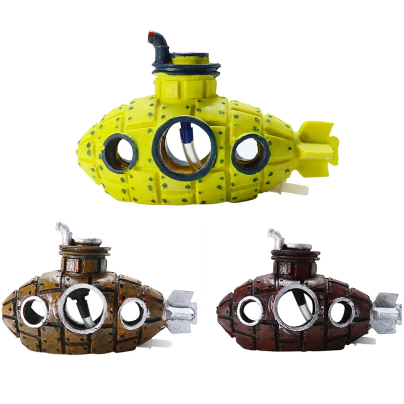 Аквариум подводная лодка корабль воздушные пузырьки украшение для аквариума