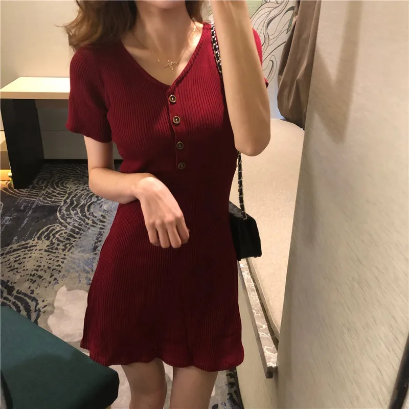 RUGOD 2018 Винтажное платье Тонкое Эластичное на пуговицах Офисное | Женская одежда