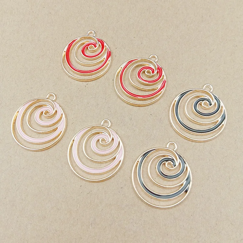 10 шт. 21x24 мм несколько круглый кулон покрытый очарование эмаль подвески для