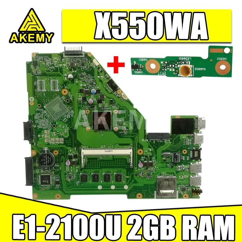 X550WA материнская плата E1 2100U 2 Гб ОЗУ для For Asus X550 X552W X550WE X550W D552W ноутбука Материнская