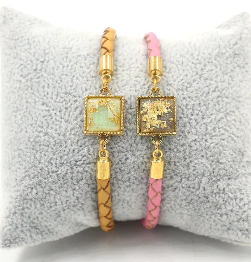 Новый стиль простой квадратный кожаный шнур браслет женский 4 мм тканый ручной