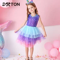dxton 2020 baby girls dresses summer sleeveless tulle dress for girls princess party kids costumes cartoon dresses for children