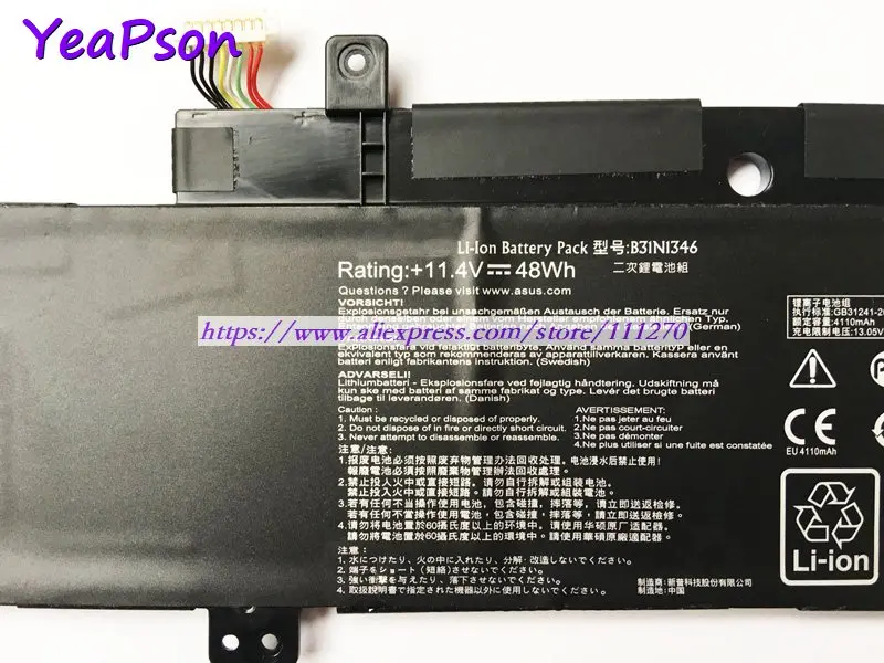 Yeapson 11 4 V 48Wh натуральная B31N1346 Аккумулятор для ноутбука ASUS Chromebook C300M C300 C300MA Тетрадь