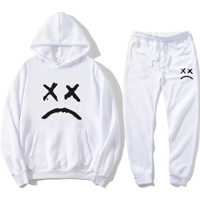 

dropship Lil Peep Hoodie Set Hell Boy Lil.peep Hooded Pullover + Pants for Men and Women Sudaderas Cry Hoddie Sweatshirt Pants