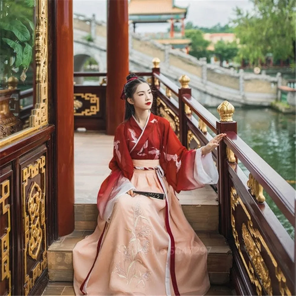 Hanfu Женские китайские народные танцевальные костюмы восточный Азиатский