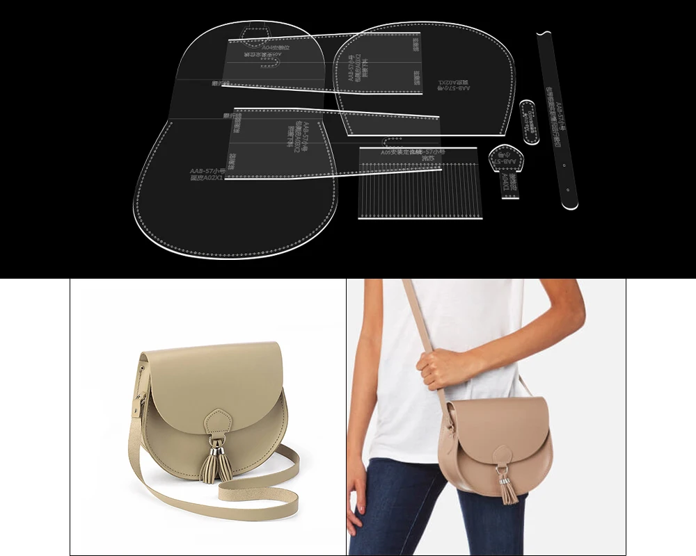 

New Kraft Paper Acrylic Stencil Crossbody Bag Sewing Pattern Leather Craft Pvc Template