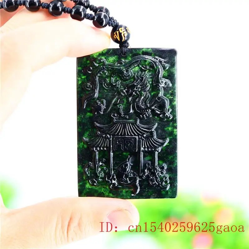 

Нефритовый дракон кулон натуральные подарки ювелирные изделия Амулет ожерелье Мода резной ШАРМ Китайский черный зеленый