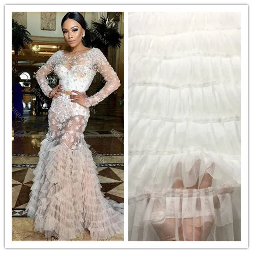 

10 Layers Chiffon Pleated Tulle Mesh lace Fabric for Patchwork Ruffle Lace Trim Accessories