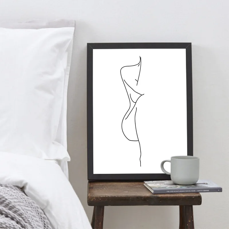 Декор обнаженный женский боди линия Рисование стены Искусство Холст Живопись