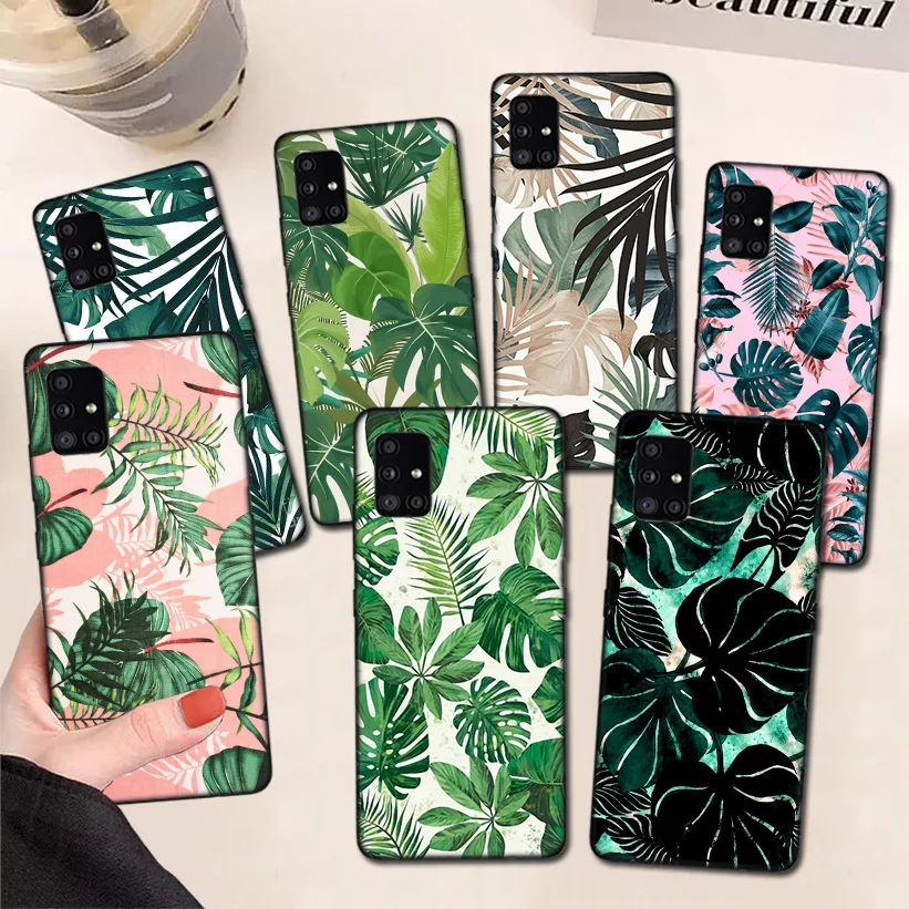 

Tropical Floral Botanic Leaves Phone Case For Samsung Galaxy A51 A71 A50 A70 A81 A91 A30 A40 A20E A10S A8 A9 Cover Coque Funda