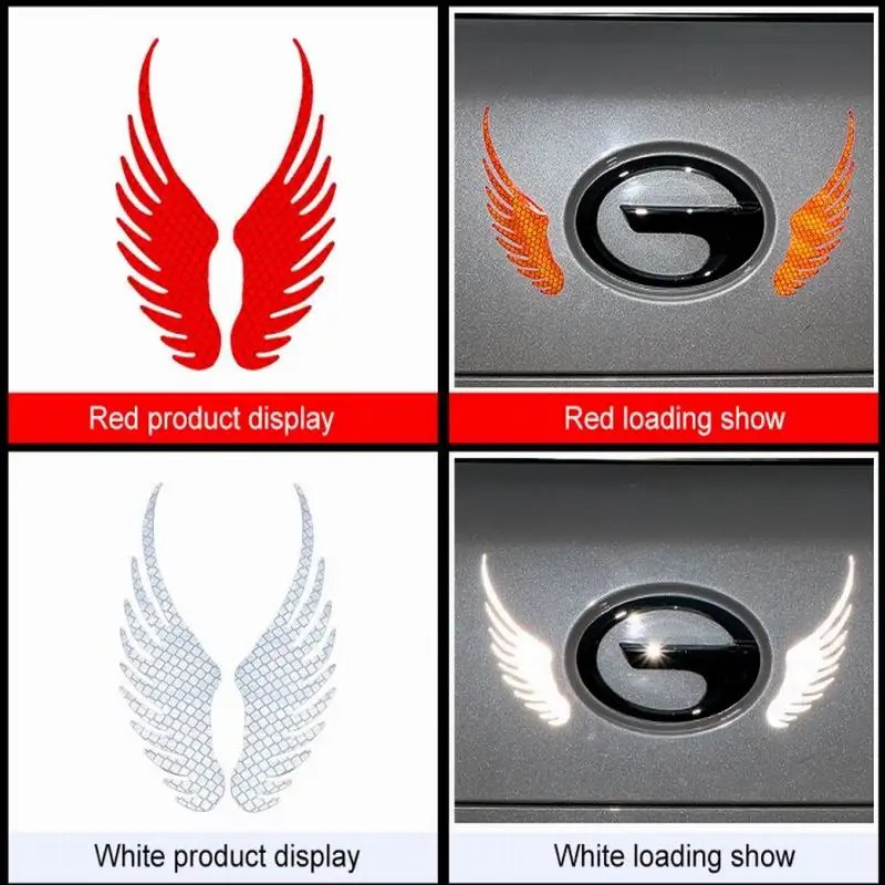 

Car Reflective Sticker Angel Wings Warning Night Mark Auto Front Rear Exterior Accessories Decal Decoration 5 Colors Outdoor