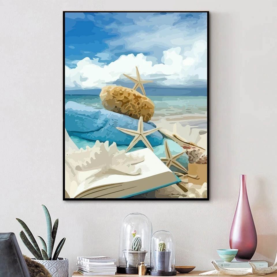 Раскраска по номерам AZQSD для взрослых сделай сам рама морская звезда Декор дома