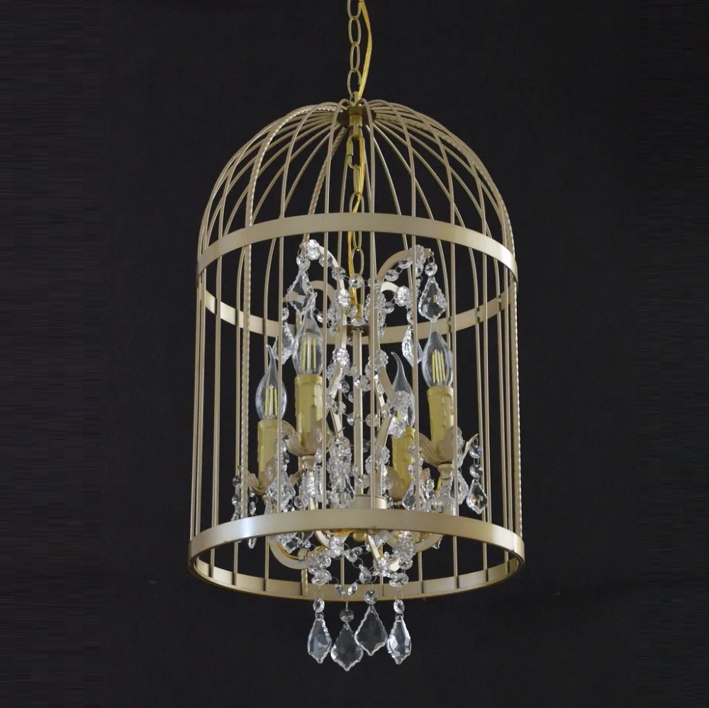 Хрустальная птичья клетка люстра из кованого железа Американский ретро ресторан