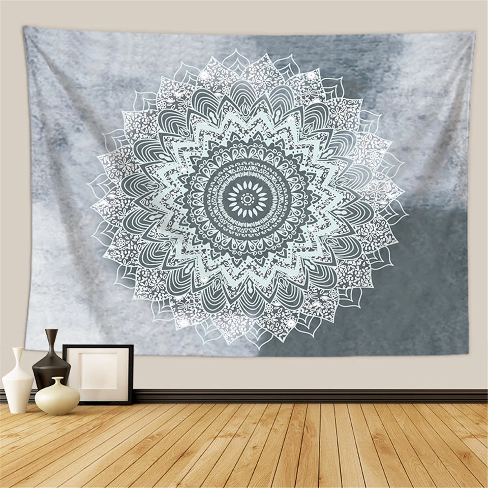 Индийские настенные подвесные одеяла серый Бохо Декор стены гобелены протез