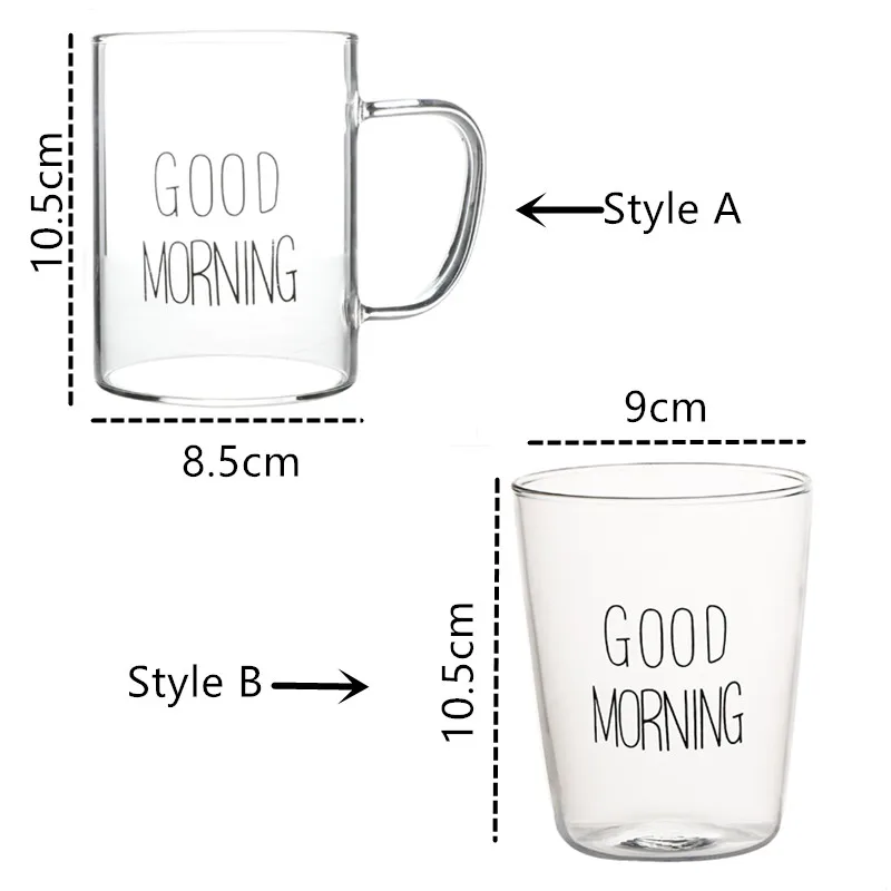 

450ml Creative Glass Coffee Milk Mug Good Morning Breakfast Cup Cocktail Mugs For Gift