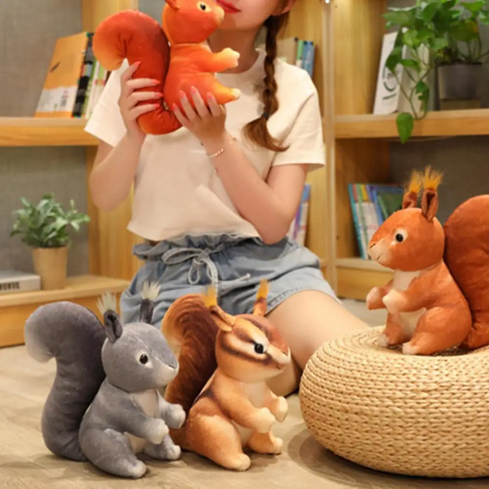 

Fashionable Multicolor Simulation Stuffed Squirrel Toy Festival Gift Squirrel Doll Anti-split for Gathering
