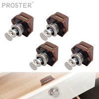proster 4pcs push locks set push button drawer cupboard door catch lock latch knob for cabinet caravan brown plating hardware