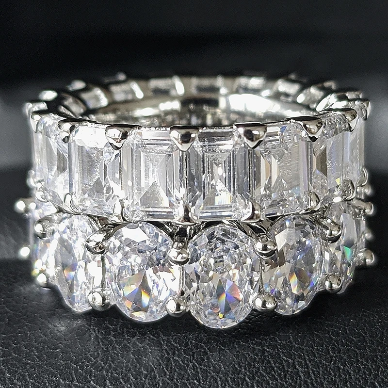 

Black Friday Sterling Silver 925 Rings For Women 2 Ct Rings 2-Pc Princess Cut Wedding Engagement Jewelry Ring Set R5790