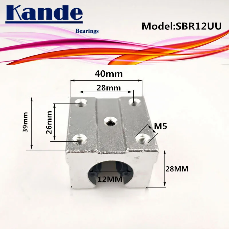 Kande подшипники 4 шт. SBR12UU SBR12 UU SBR12 открытый подшипник блок с ЧПУ Запчасти направляющие для 12 мм линейная направляющая SBR12 12 мм SME12UU SME SBR