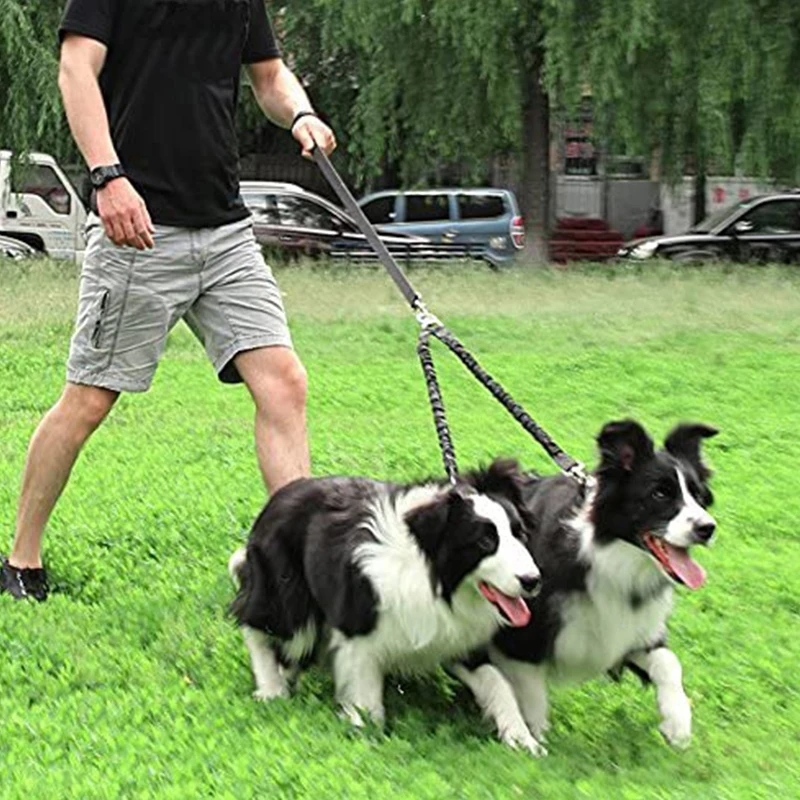 

2 In 1 Adjustable Dog Leash Two Dogs Walking Leashes Pet Walking Running Jogging Lead Waist Belt Chest Strap Pet Accessories