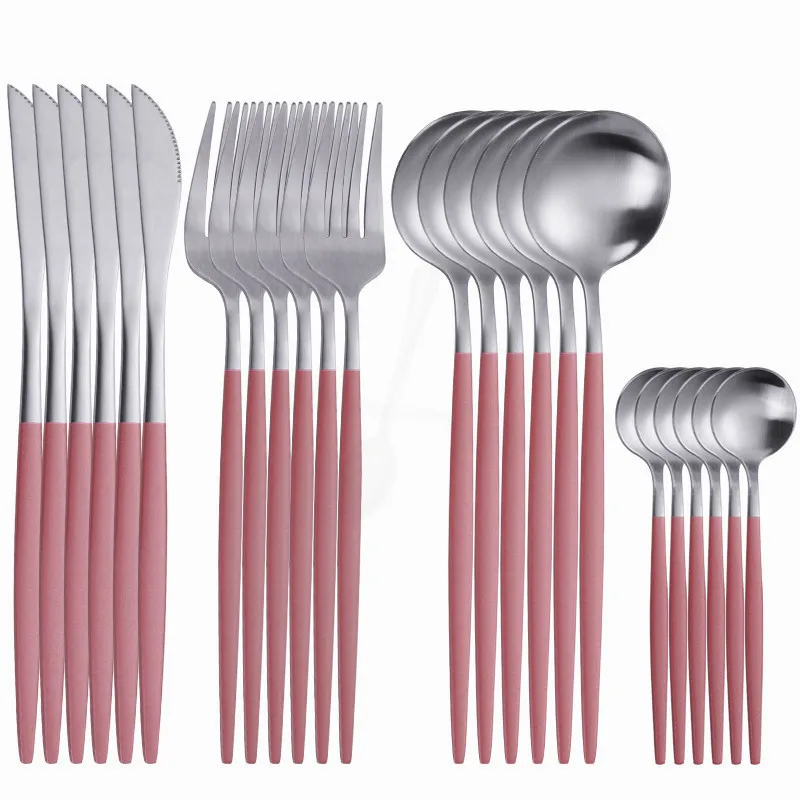 

Gold Dinnerware Set Matte Fork Spoon Knife Cutlery Set Stainless Steel Western Silverware 24Pcs Tableware Set for Kitchen