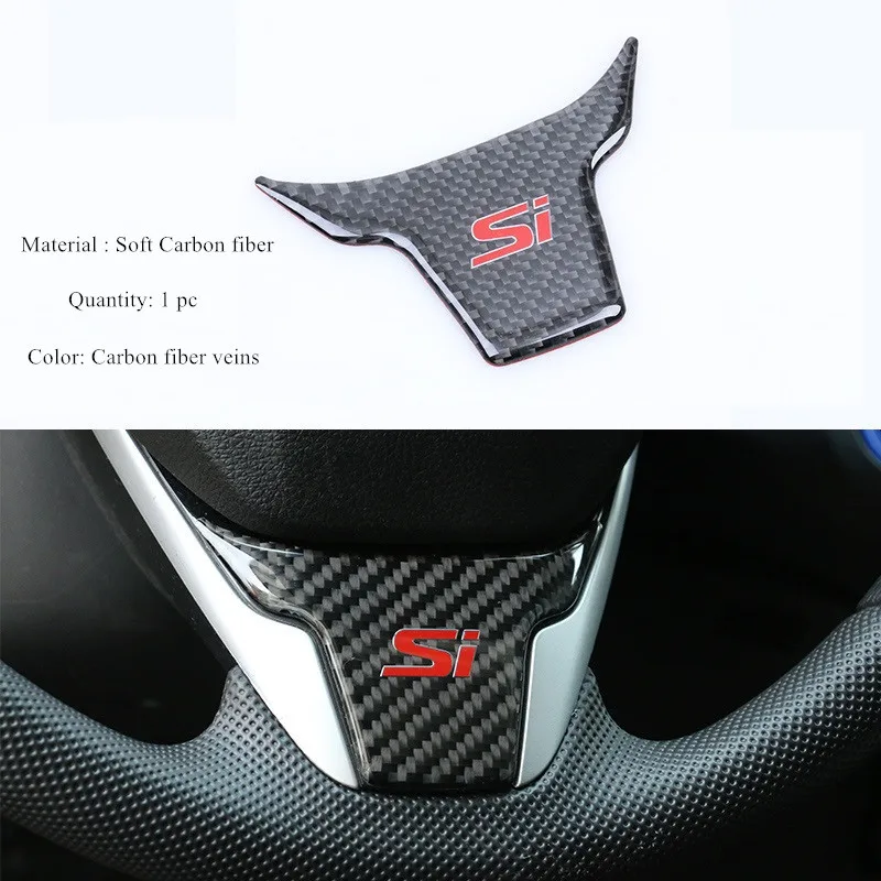 si Накладка на руль автомобиля для Honda 10th generation Civic- интерьер ABS углеродное волокно украшения Аксессуары - Название цвета: si