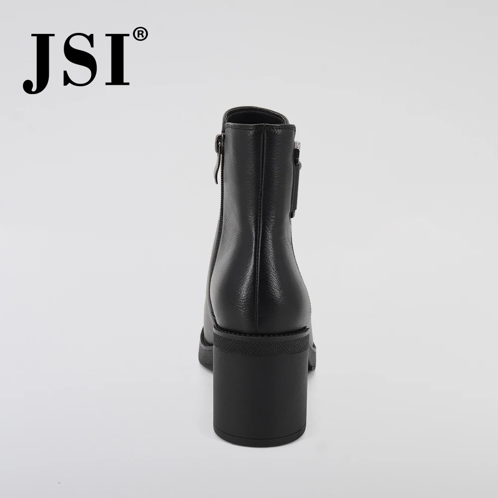 JSI/зимние женские ботинки однотонные до середины икры из натуральной кожи