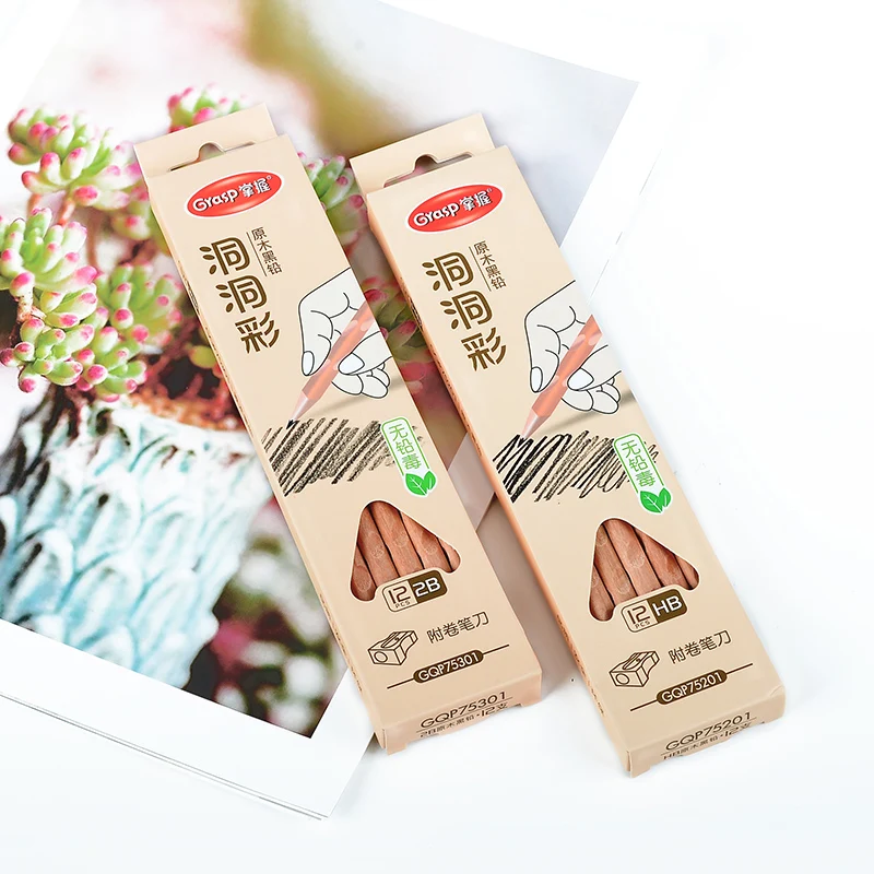 

12 шт./кор. HB 2B набор карандашей для рисования скетчей, Графитовые карандаши, корректирующая ручка, треугольные карандаши для рисования, школ...