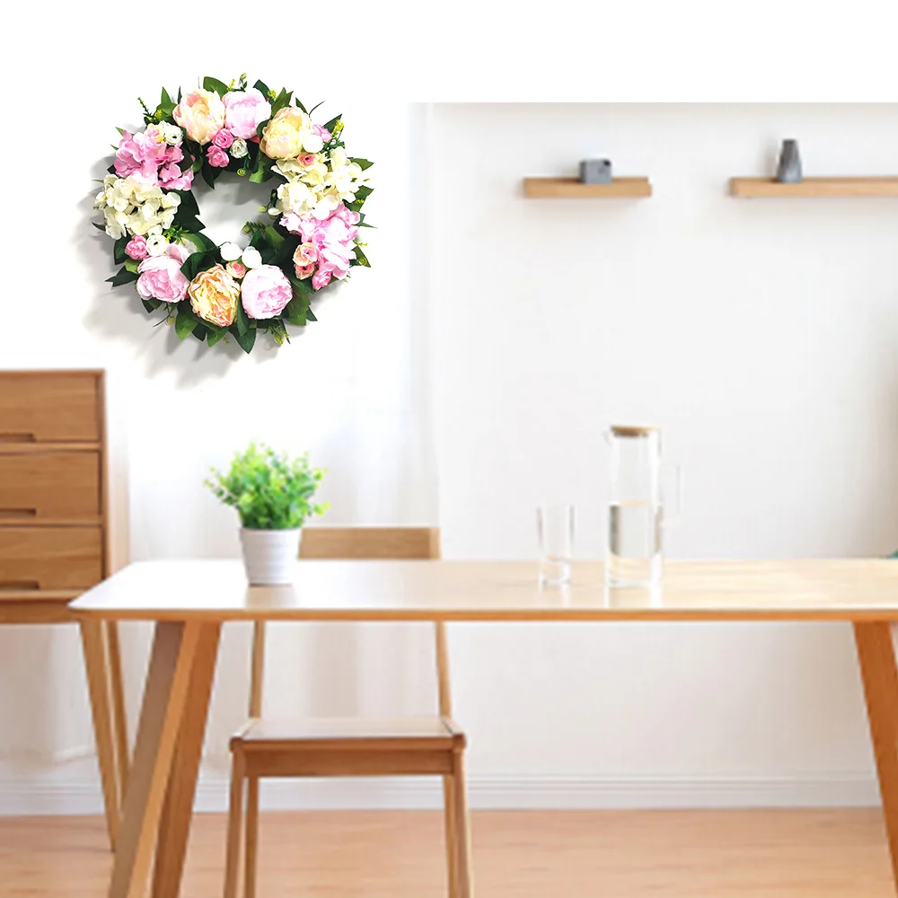 

Peony and Hydrangea Simulation Wreaths Artificial Flower Wreaths Garland For Party Weddings Front Door Decoration 46cm