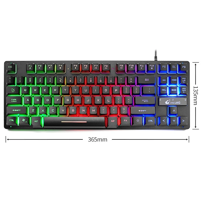 ZIYOU LANG Проводная 87 клавишная игровая клавиатура Rgb микс подсветка светящаяся для