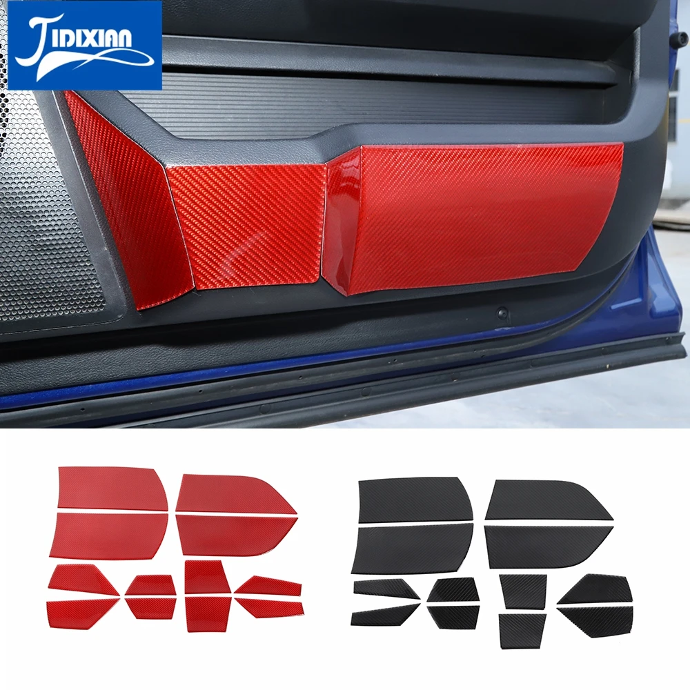 

JIDIXIAN Soft Carbon Fiber Car Door Anti Kick Scratch Decoration panel Cover Stickers for Dodge Ram 2010-2015 Inner Accessories