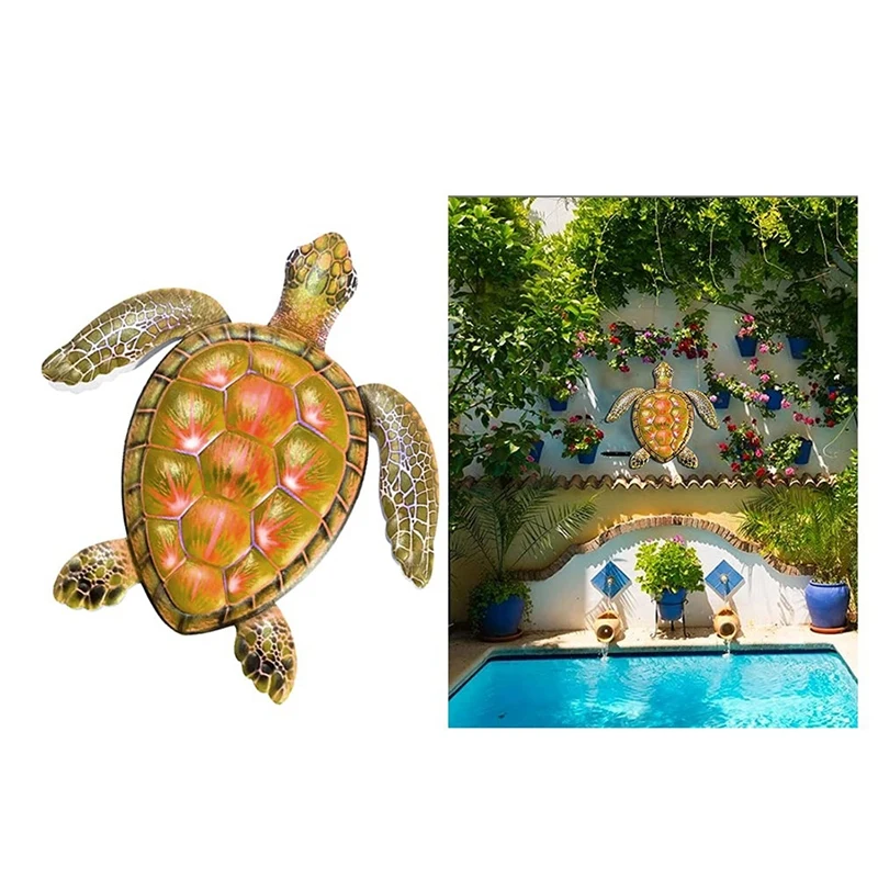Садовые статуи морская черепаха настенное искусство металлическая настенная