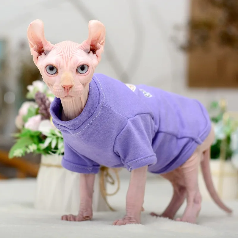 Pаспродажа Новинка осенне-зимняя одежда для кошек Sphynx зеленое хлопковое пальто для кошек без волос классическая одежда для щенков семейный свитер для ...