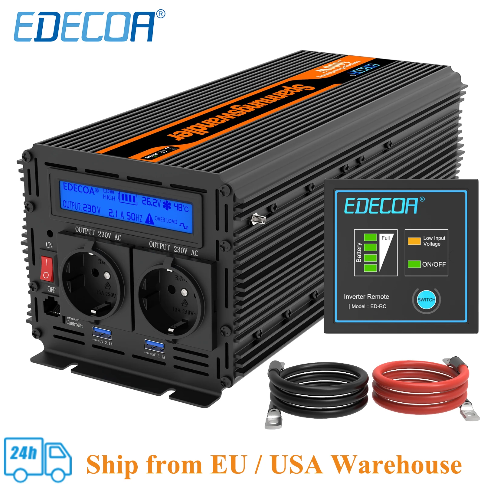 3000W EDECOA Питание трансформатор 6000 Вт Модифицированная синусоида преобразователь