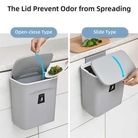 7l9l hanging trash can for kitchen cabinet door with lid small under sink garbage bin wall mounted counter waste compost bins