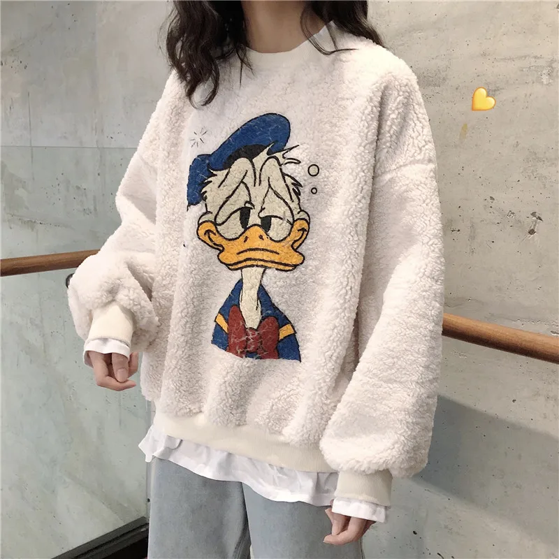 Толстовка из кашемира с мультяшным принтом ягненка женская одежда пуловер двух