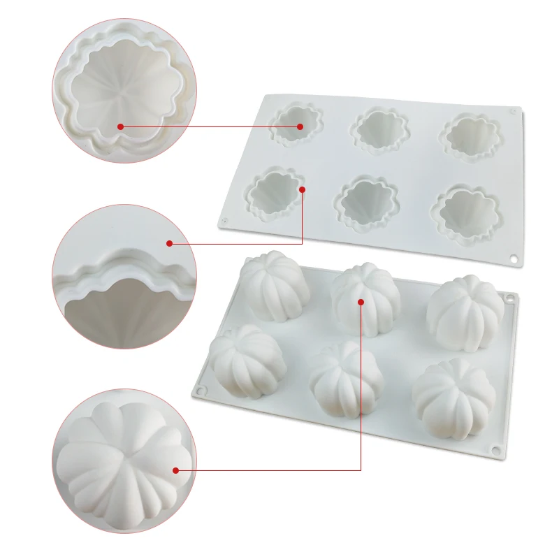 Силиконовая форма для маффинов 6 ячеек в форме тыквы| |