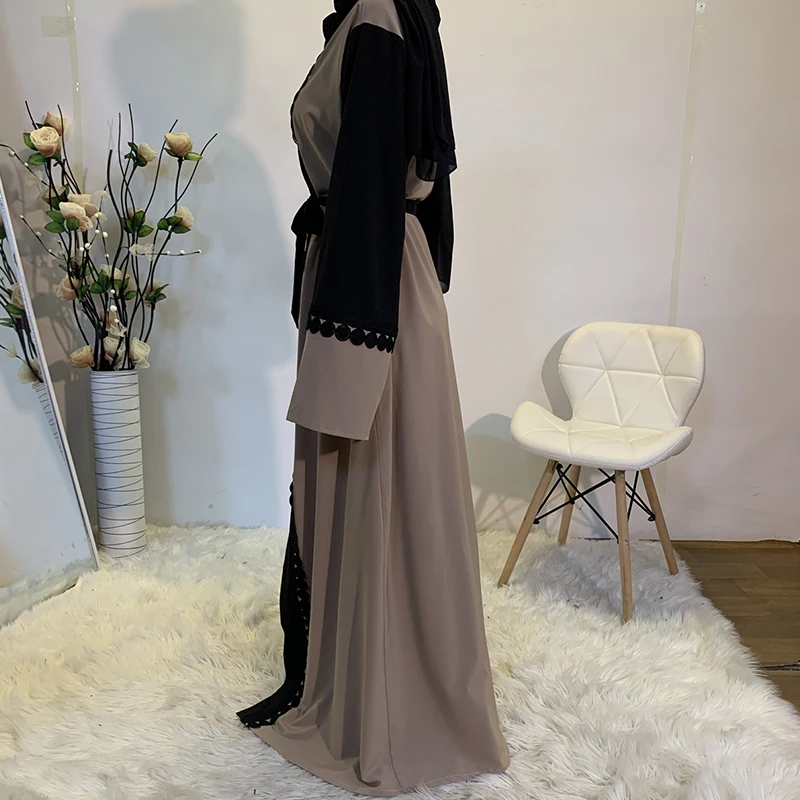 Новинка модная абайя в мусульманском стиле с кружевной аппликацией и длинным