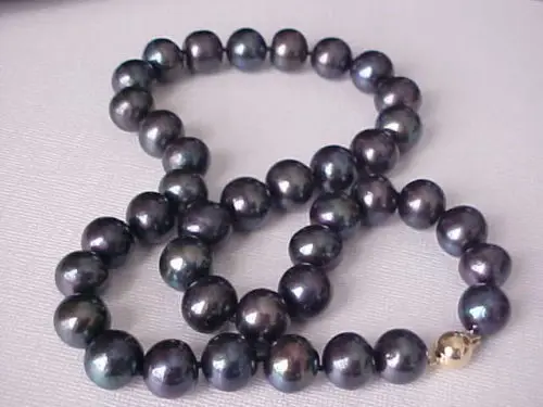 

17.5" 11-12MM TAHITIAN NATURAL BLACK PEARL NECKLACE 14KGP/20