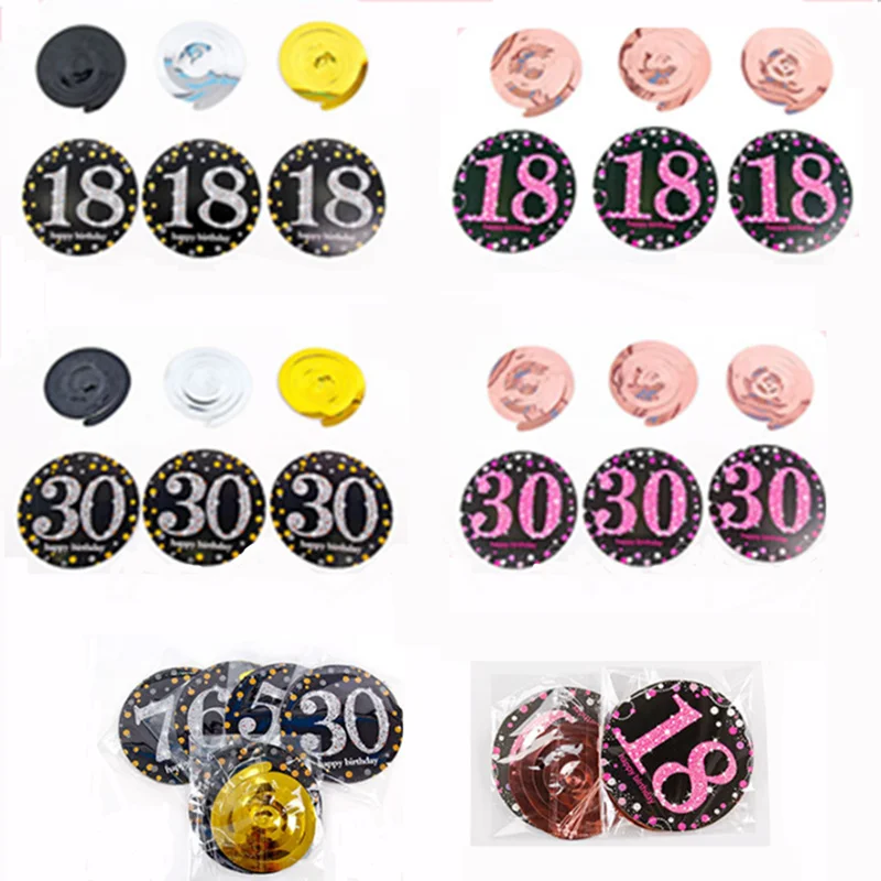 Спиральные висячие украшения из ПВХ для дня рождения 6 шт. 18 21 30 40 50 60 70