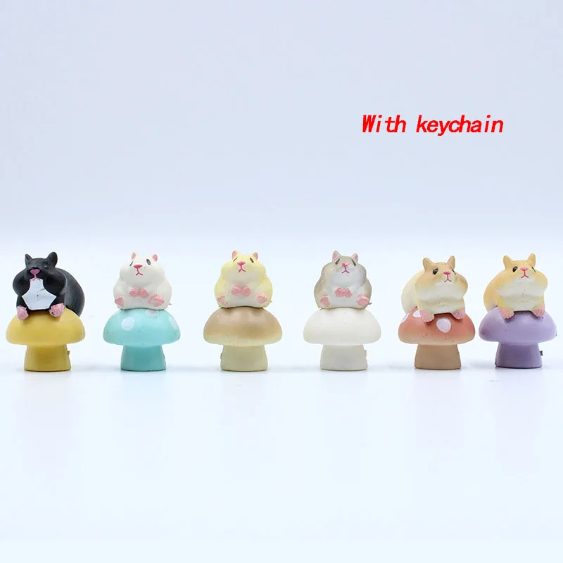 Брелок подвеска с хомяком 6 симпатичных грибов милыми мультяшными животными -