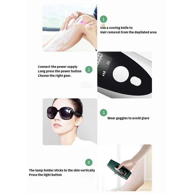 

Lasers Epilator Painless Flashes IPL Hair Removal Facial Body Permanent Hair Remover Electric Epilator - EU Plug