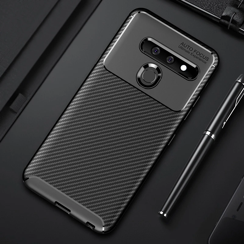Для LG G8 ThinQ чехол из углеродного волокна противоударный мягкий Силиконовый ТПУ