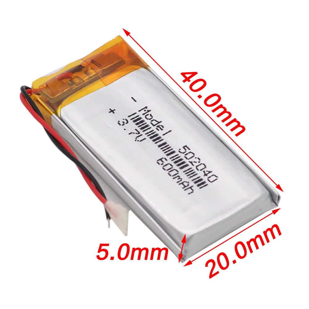 1/2/4 шт 3 7 V 502040 600mAh литий ионный аккумулятор Батарея Перезаряжаемые 600 мАч