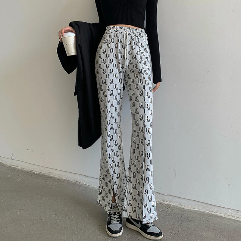 Размера плюс с разрезом широкими штанинами для женщин Повседневная юбка высокой