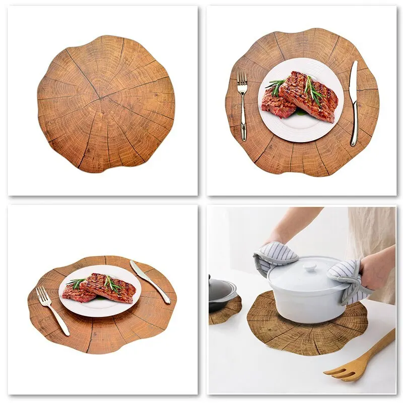 

2Pcs Cup Mat Wood Placemat Tea Cup Mat Coffee Mug Nordic Style Table Decoration Bowl Disc Mat Pad For Household Table Decoration