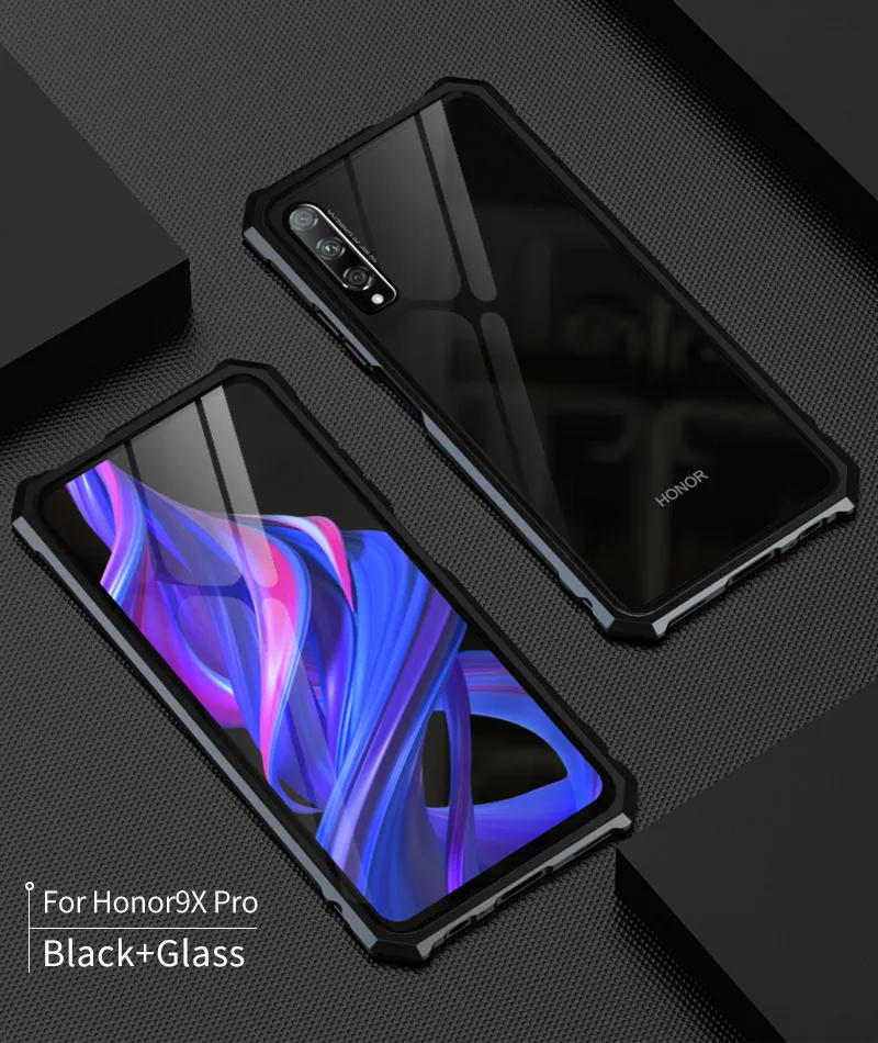 OMEVE для huawei Honor 9X чехол с металлической рамкой и закаленным стеклом задняя крышка для huawei Honor 9X Pro Чехол Honor 9X бампер чехол