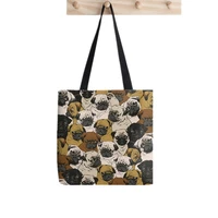 2021 shopper social pugs tote bag printed tote bag women harajuku shopper handbag girl shoulder shopping bag lady canvas bag