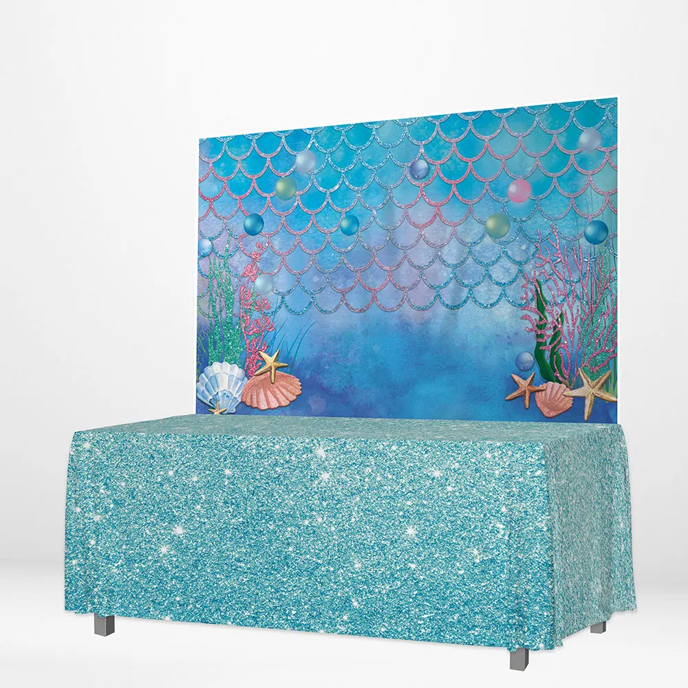Allenjoy блестящая синяя скатерть раковина для подводного моря день рождения