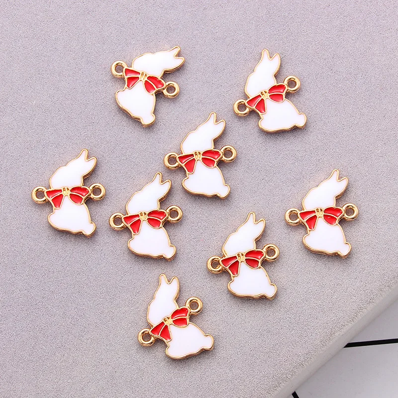 10 шт. бантик на кроличьем меху Разъемы сплав эмаль браслет для изготовления